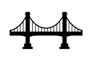 bridge flat black solid vector illustration isolated on white background