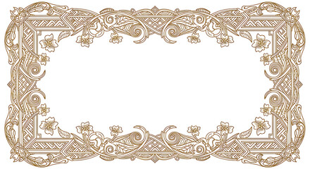 Ornate Floral Frame Border with Vintage Style Elements