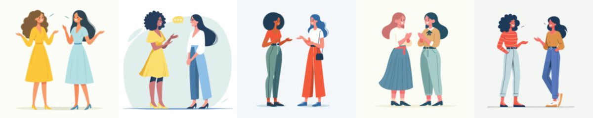 vector of two woman talking and tolerating each other