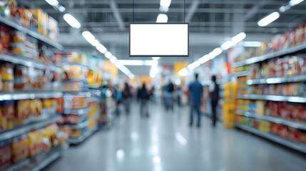 Obraz premium Supermarket Aisle with Blank Sign