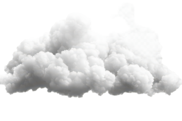 Cloud formation appears soft and fluffy against a transparent backdrop, perfect for creative design and artistic projects within various contexts and themes