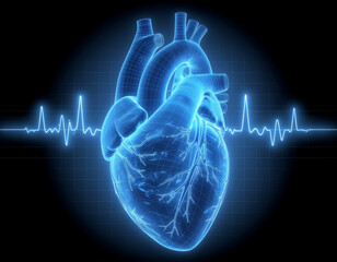 Futuristic Digital Heart Monitoring Interface – AI Health Technology and Cardiovascular Innovation