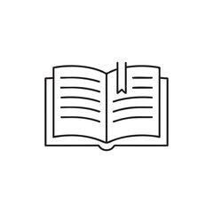 Open book with bookmark minimalist line icon