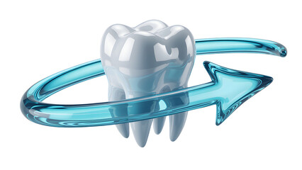 Tooth with blue arrow isolated on transparent background
