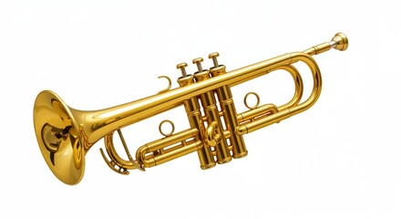Obraz premium Golden Trumpet: Capturing the intricate details of a brass trumpet, gleaming with a golden finish, symbol of music and artistry.