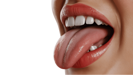 Open mouth with tongue isolated on transparent background