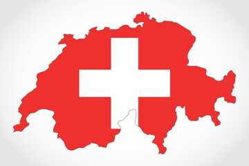 Vector graphic artwork suitable for print and web containing flat detailed map of SWITZERLAND