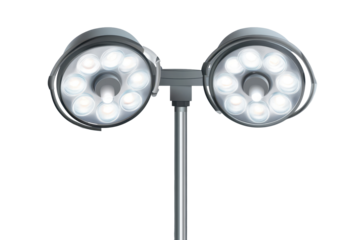 Surgical lamp illuminating the operating room with bright LED lights in a sterile environment during a medical procedure