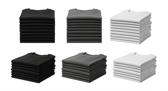 Stacked folded shirts isolated on a transparent background