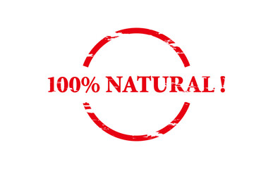 100% NATURAL ! - Red Rubber Stamp with text 100% NATURAL !
