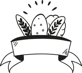 Simple outline drawing of wheat stalks. agriculture concept.