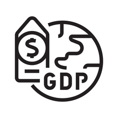 real GDP black line icon for digital and print projects.