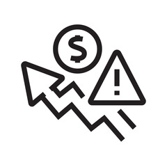 
hyperinflation black line icon for digital and print projects.