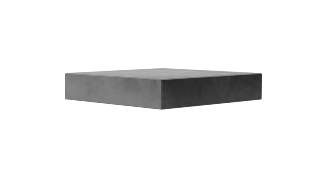 Abstract concrete block floating on air and isolated on transparent background