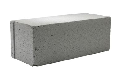 Single Rectangular Grey Concrete Masonry Block Isolated PNG Cutout Transparent