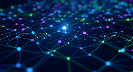 Connected network structure with glowing central point abstract