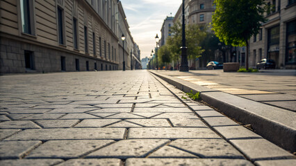 Obraz premium Perspective concrete block pavement. City sidewalk block or the pattern of stone block paving. Empty floor in perspective view 