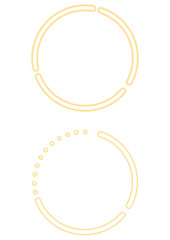 黄色い点線と太線で構成された抽象的な円形フレームセット