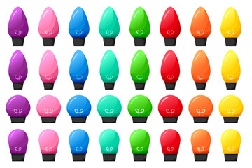 Vector image of Christmas lights. Festive decor and decoration made of colorful Christmas lights. Graphic element for your designs, Christmas cards, websites, banners, and posters.