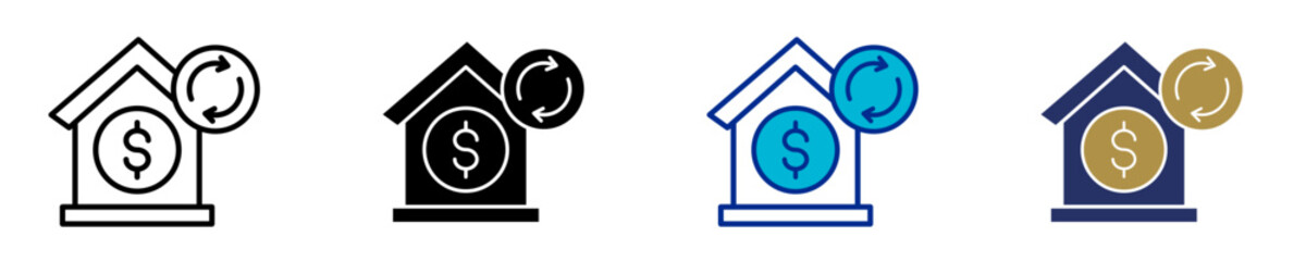 Mortgage Investment  Icon Set Multiple Style Collection