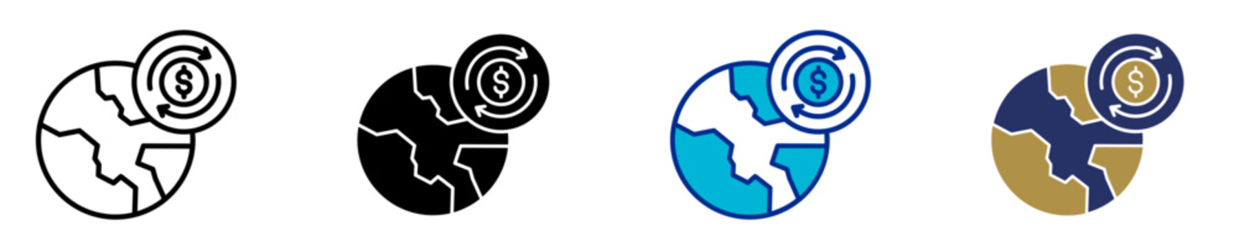 Global Finance  Icon Set Multiple Style Collection