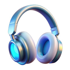 Modern headphones with glowing blue accents isolated on black background isolated on white background isolated on transparent background