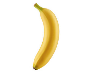 A single ripe yellow banana isolated on transparent background