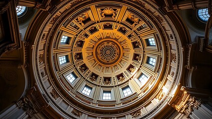cynic. Baroque church dome interior with ornate gilded details and soft overhead light. real-estate listings, architecture portfolios, designed for real-estate listing and luxury residence showcases.