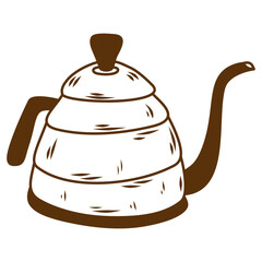 Gooseneck Coffee Kettle Line Illustration For Barista Brewing Process Art
