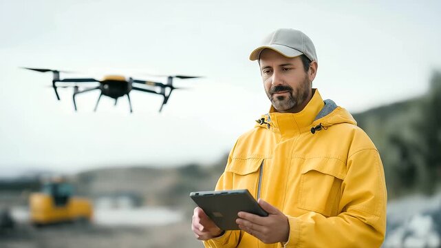 male mechanic repairing maintenance drone used for solar inspection muted propeller hum smart technology renewable efficiency cinematic color correction, gentle backlight, clean negative space,