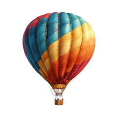 Colorful hot air balloon with basket isolated on black background travel transportation, Cut Out, Isolated On White Background, Png Transparent