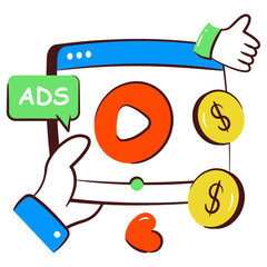 Premium download icon of paid video ad
