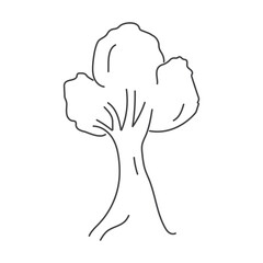 Continuous line drawing of tree on white background.
