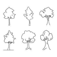 Continuous line drawing of tree on white background.