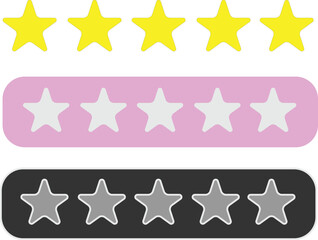 Three 5-Star Rating Icons – Visual Set for Reviews and Feedback Systems