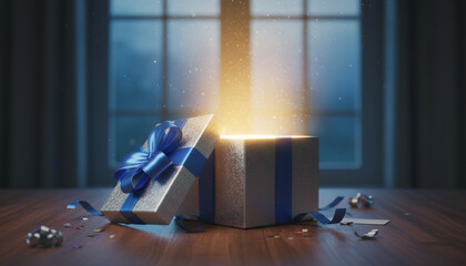 ギフトボックスが空いて光がでている