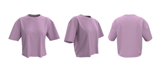 Oversized women’s t-shirt mockup. Front, side and back view
