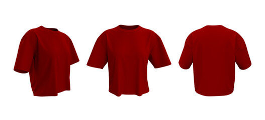 Oversized women’s t-shirt mockup. Front, side and back view