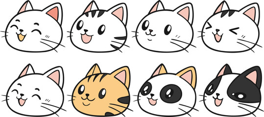 Cute Cartoon Cat Vector Illustration | Kawaii Kitten Clipart Design