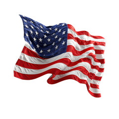 Obraz premium American flag waving with stars and stripes against black background united states, Cut Out, Isolated On White Background, Png Transparent