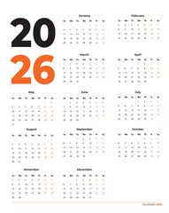 2026 MINIMAL calendar HIGH RESOLUTION  INDIAN