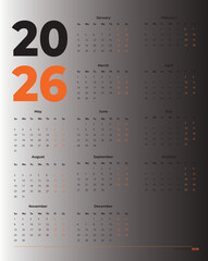 2026 MINIMAL calendar HIGH RESOLUTION  INDIAN