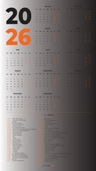 2026 MINIMAL calendar HIGH RESOLUTION  INDIAN