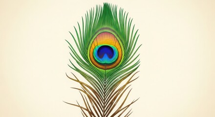 Obraz premium A single, vibrant peacock feather with its distinctive eye pattern