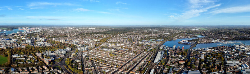 Aerial view of the city of Southampton, Hampshire, England