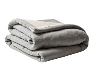 Folded gray plaid blanket isolated on transparent background isolated on white background