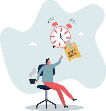 Time to take a break, coffee break time to relax and refresh from long stress interval, free from bored, sleepy and fatigue concept.life and employment of people.