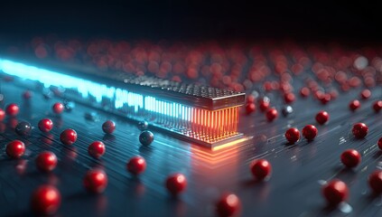 Futuristic circuit board with glowing components