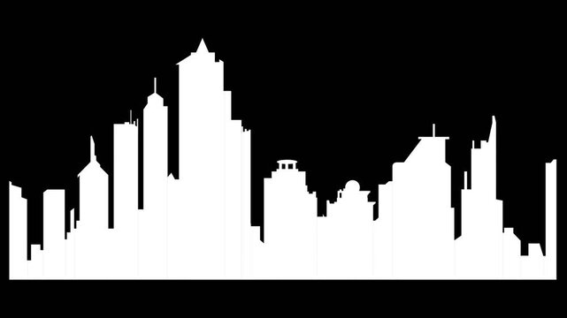 silhouette vector illustration of popup skyline motion on alpha background