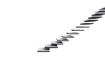 Modern Floating Staircase on Transparent Background